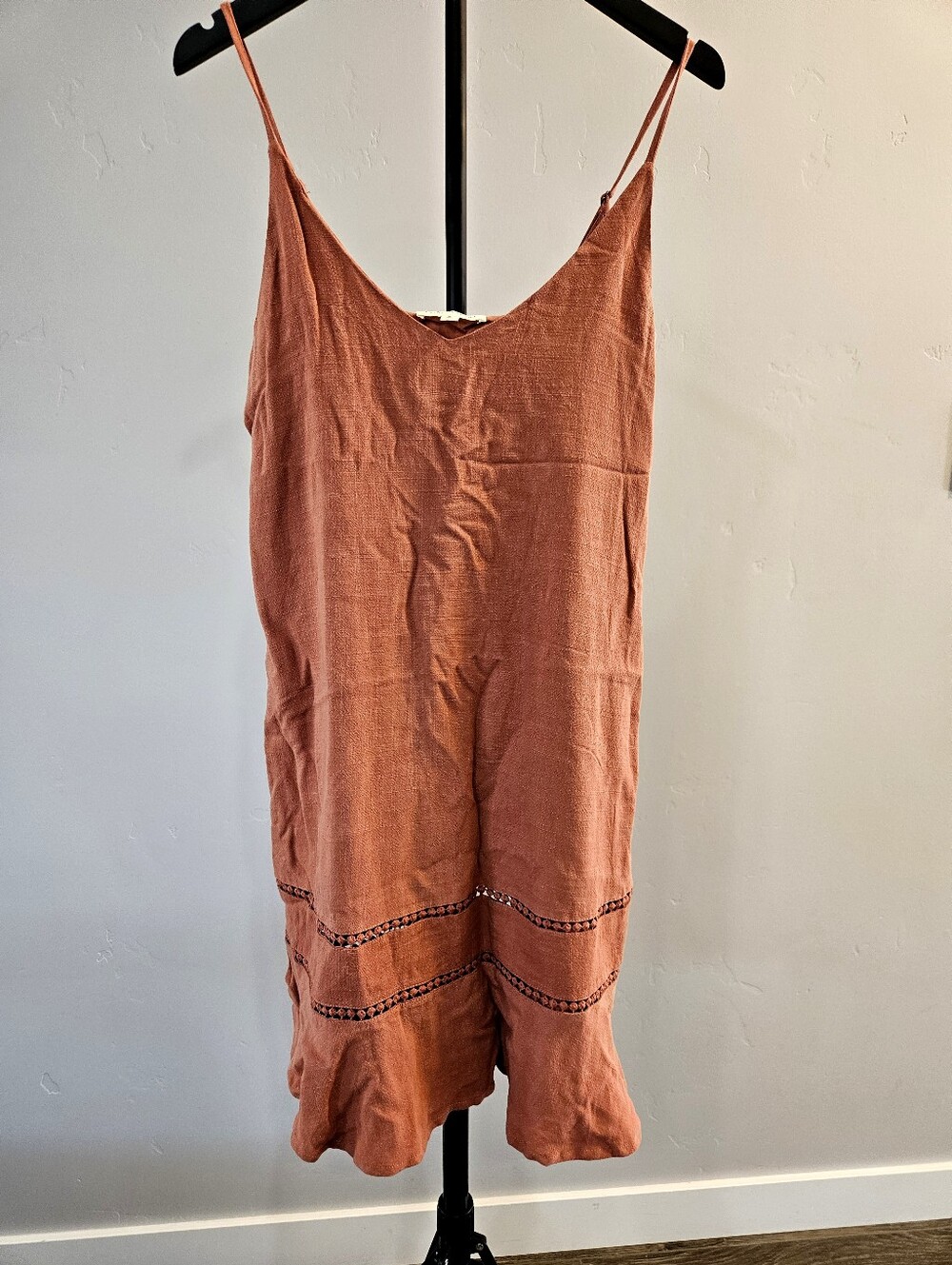 NEW LA Hearts mini dress rust lace trim
